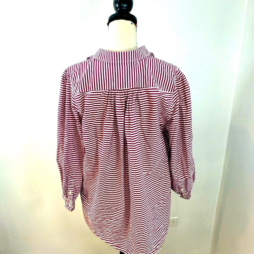 ANN MASHBURN PAULINA POPOVER RASPBERRY STRIPED SHIRT SIZE L - Picture 4 of 8